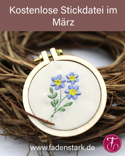 Süße, kostenlose, kleine Stickdatei für eine Blume für deine kreativen Nähprojekte!<br />
Verschenke liebevoll bestickte Geschenke an deine Liebsten wie Stoffservietten, Puppenkleider, Taschen und Beutel.